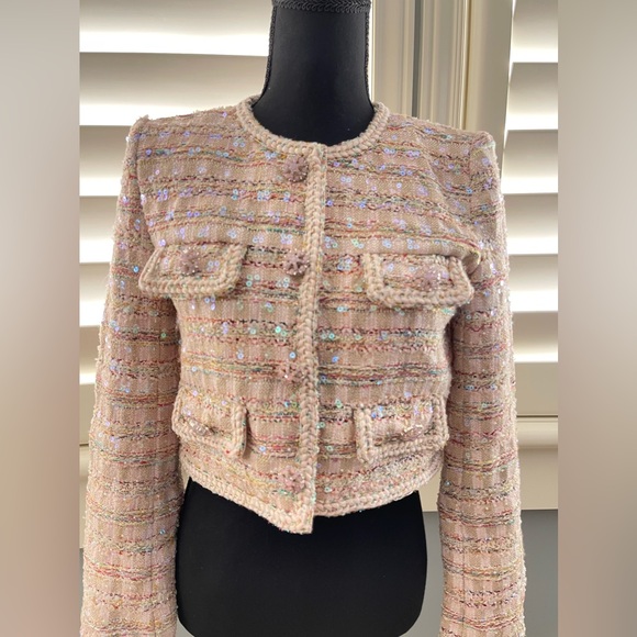 Self-Portrait Cropped Boucle Tweed jacket - Picture 5 of 6